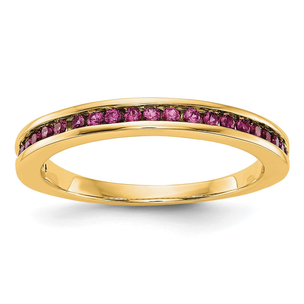 14k Yellow Gold Ruby Complete Channel Band, 0.321 ct, Size 7, 2.7 mm