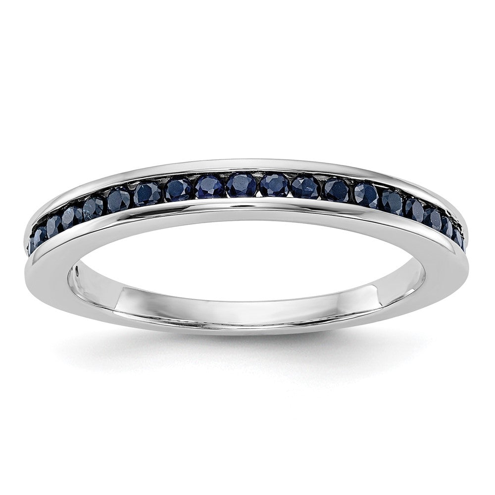 14k White Gold Blue Sapphire Complete Channel Band, 0.642 ct, Size 7, 2.7 mm, 2.62 g - ID5S9RM3453B-SA-W8L7