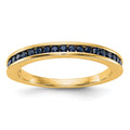 14k Yellow Gold Blue Sapphire Complete Channel Band, 0.642 ct, Size 7, 2.7 mm
