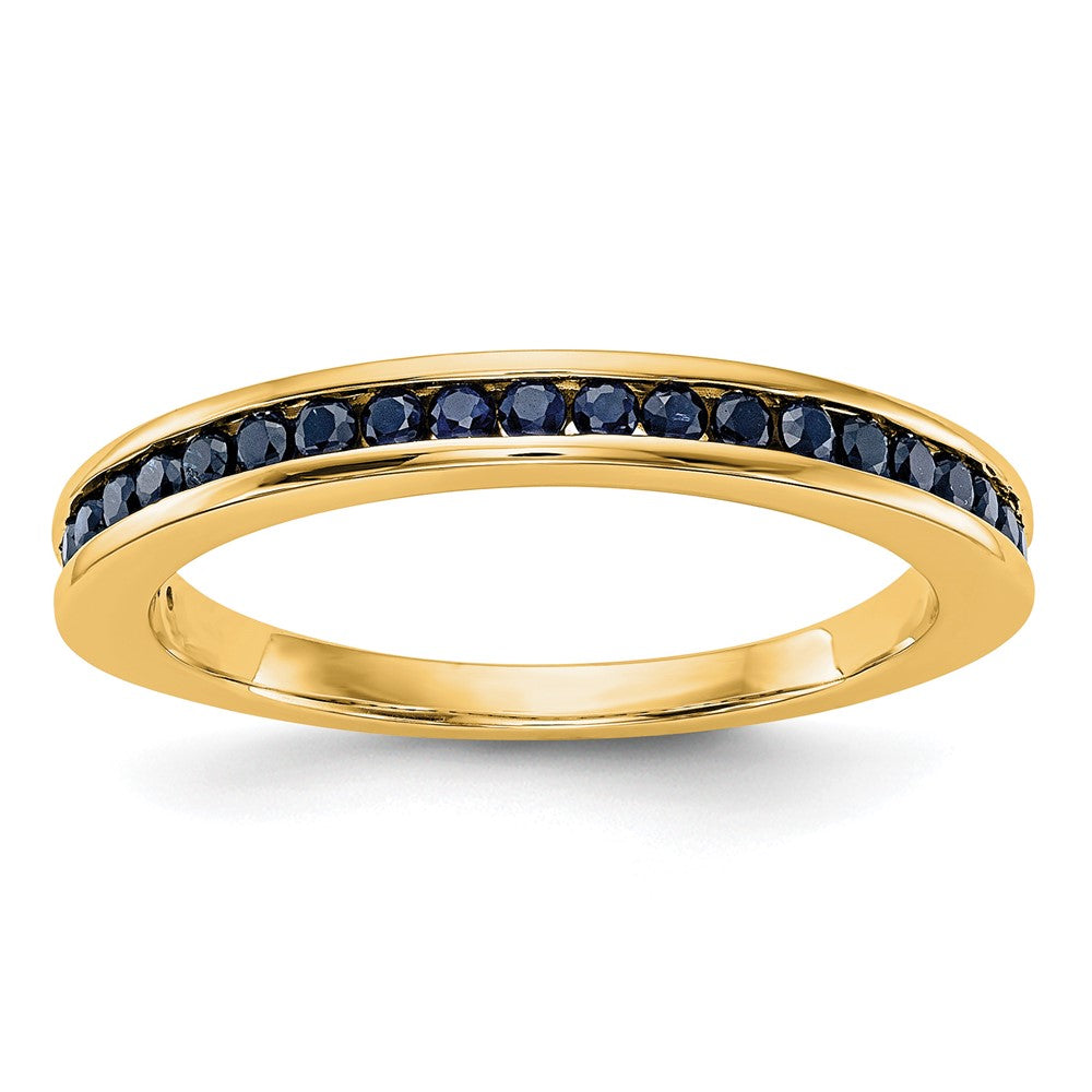 14k Yellow Gold Blue Sapphire Complete Channel Band, 0.642 ct, Size 7, 2.7 mm