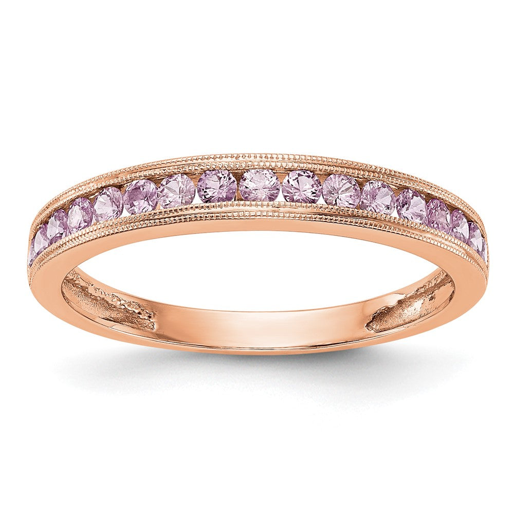 14k Rose Gold Pink Sapphire Band, 0.255 ct, Size 7, 3 mm