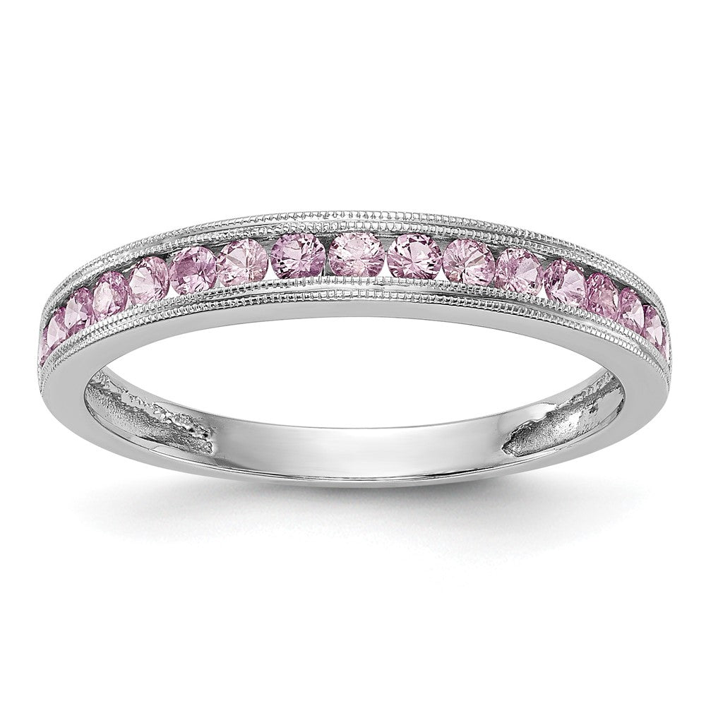 14k White Gold Pink Sapphire Complete Channel Band, 0.51 ct, Size 7, 3 mm, 1.59 g - ID5S9RM3454B-PSAP-W8L7