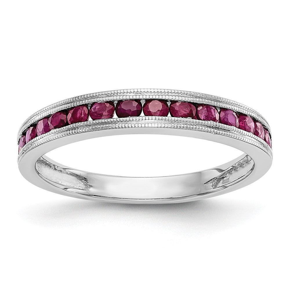 14k White Gold Ruby Complete Channel Band, 0.255 ct, Size 7, 3 mm, 1.62 g - ID5S9Y6549R/A8L7