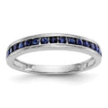 14k White Gold Blue Sapphire Complete Channel Band, 0.51 ct, Size 7, 3 mm, 1.56 g - ID5S9RM3454B-SA-W8L7