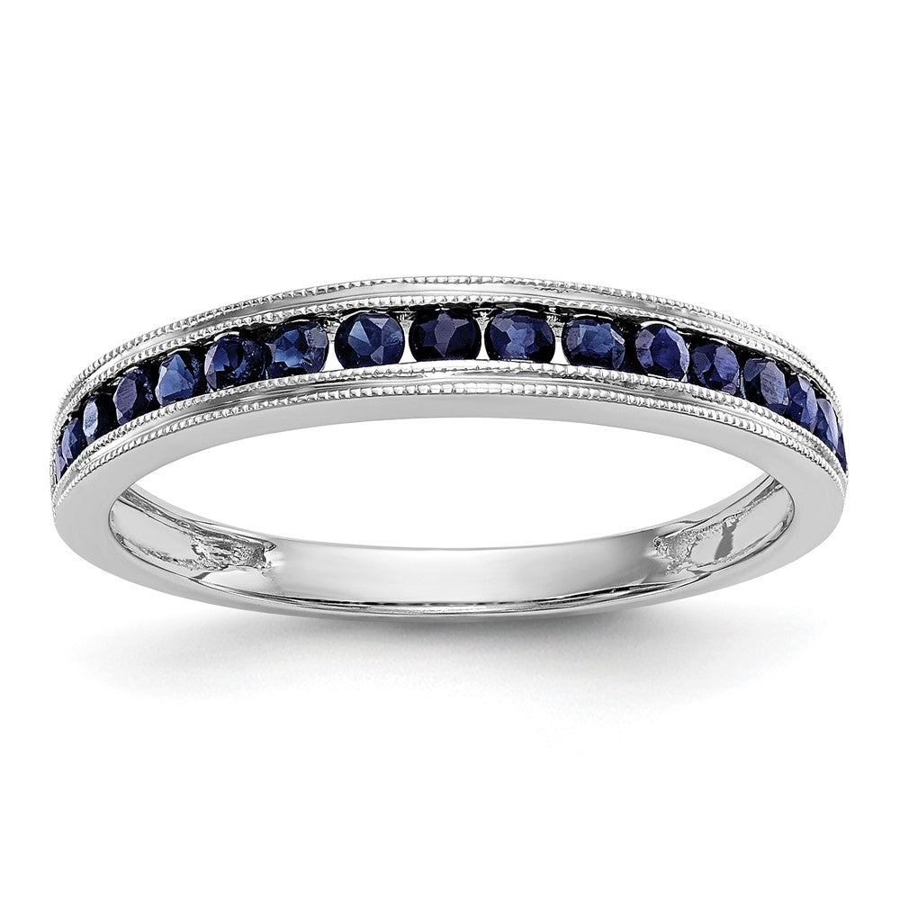 14k White Gold Blue Sapphire Complete Channel Band, 0.51 ct, Size 7, 3 mm, 1.56 g - ID5S9RM3454B-SA-W8L7