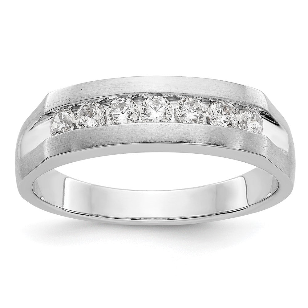 14K White Gold 7-Stone 1/2 carat Diamond Complete Men's Channel Band, 0.49 ct, Size 10, 5.61 g - ID5S9RM3462B-049-WAA8L7