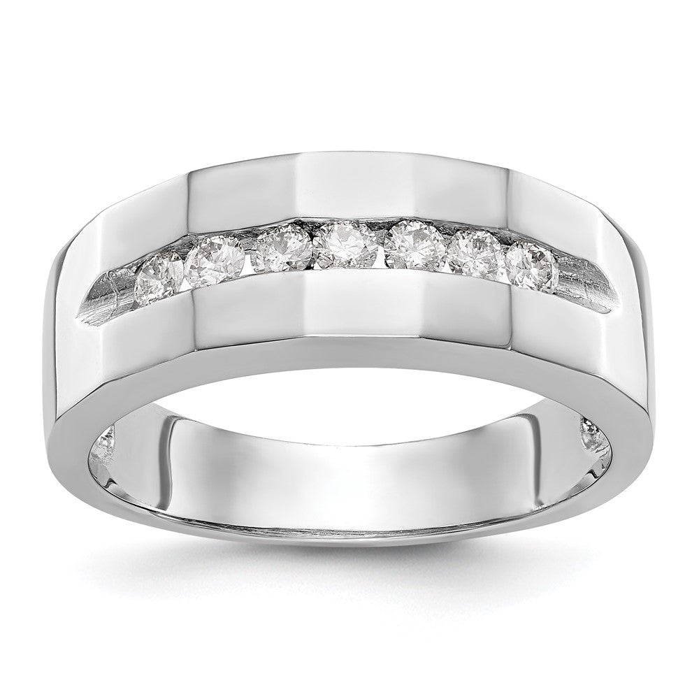 14K White Gold 7-Stone 1/3 carat Diamond Complete Men's Channel Band, 0.35 ct, Size 10, 6.51 g - ID5S9RM3465B-035-WAA8L7