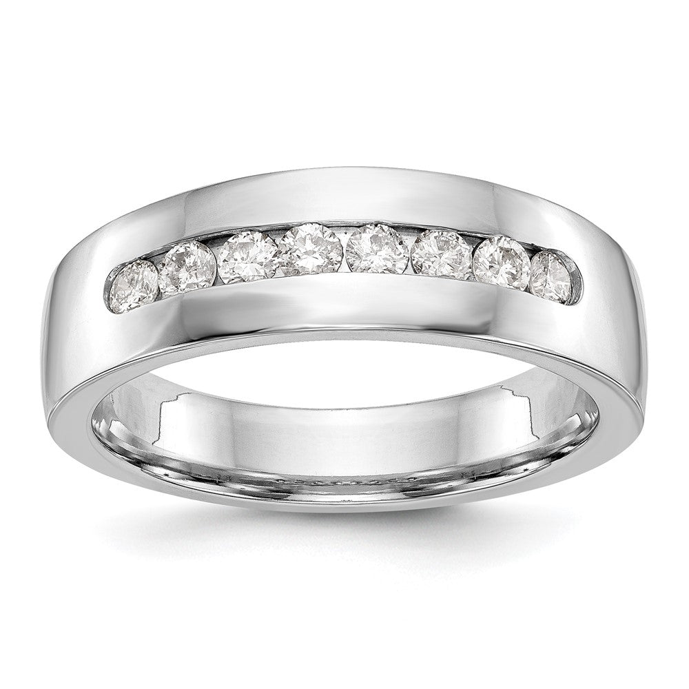 14K White Gold 8-Stone 1/2 carat Diamond Complete Men's Channel Band, 0.52 ct, Size 10, 8.74 g - ID5S9RM3466B-052-WAA8L7