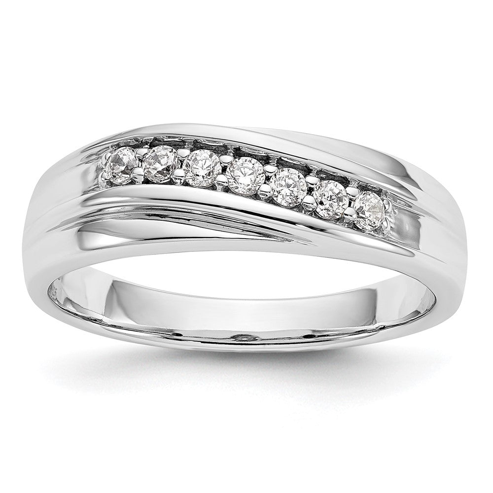 14K White Gold 7-Stone 1/4 carat Diamond Complete Men's Band, 0.245 ct, Size 10, 4.94 g - ID5S9RM3468B-025-WAA8L7