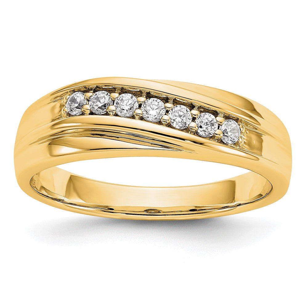 14K Yellow Gold Diamond Men's Band, 0.245 ct, Size 10