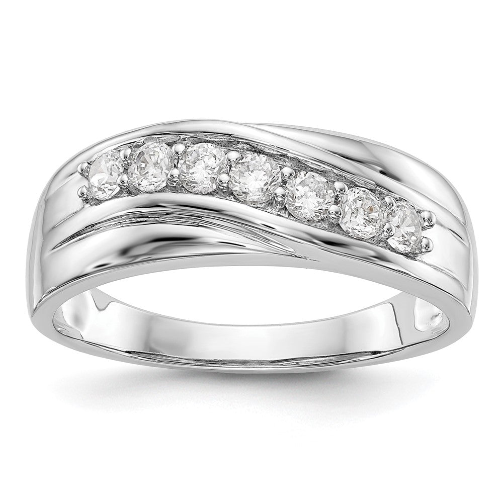 14K White Gold 7-Stone 1/2 carat Diamond Complete Men's Band, 0.49 ct, Size 10, 4.67 g - ID5S9RM3469B-049-WAA8L7