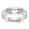 14K White Gold 3-Stone 1/6 carat Diamond Complete Men's Band, 0.15 ct, Size 10, 5.42 g - ID5S9RM3477B-015-WAA8L7