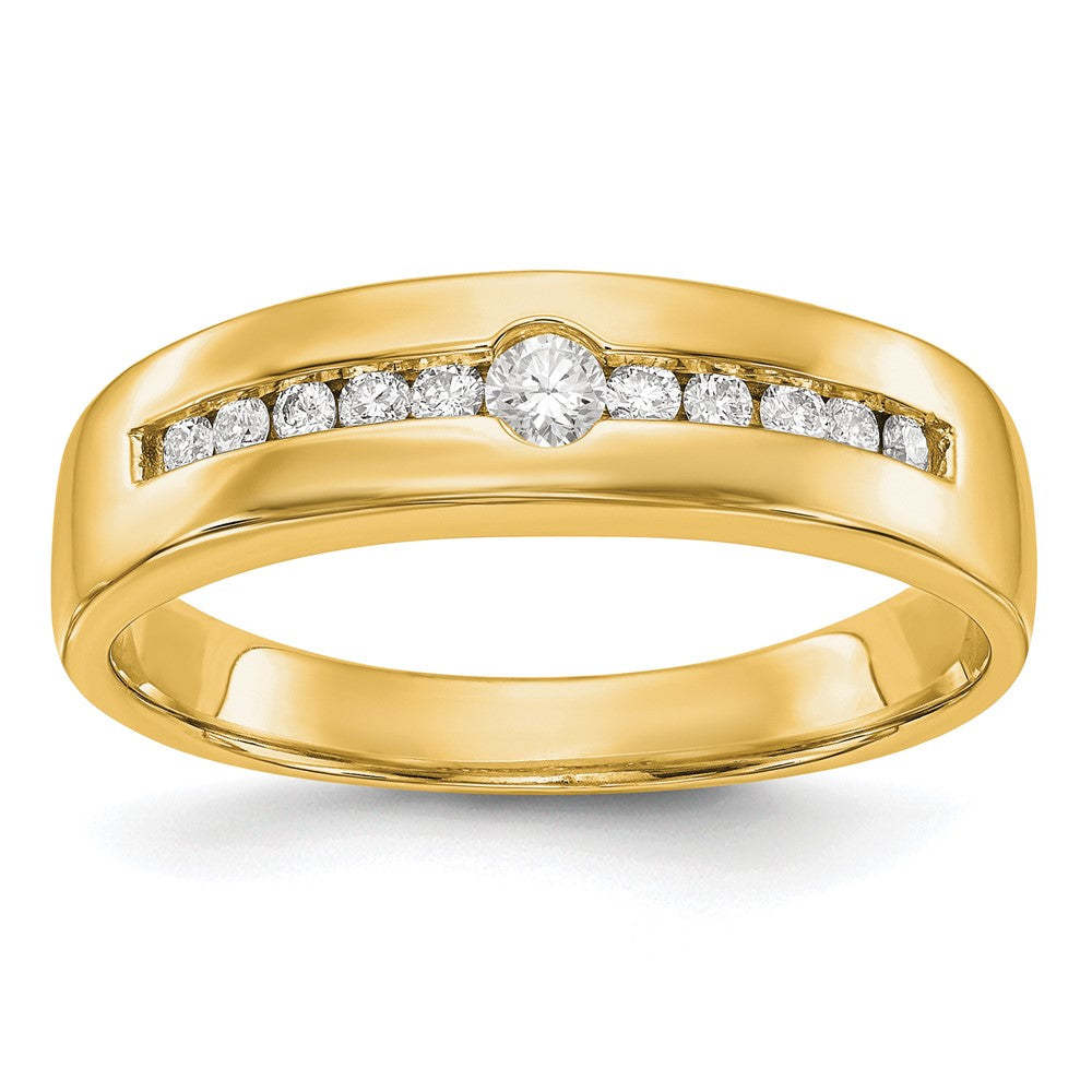 14K Yellow Gold 1/4 carat Diamond Complete Men's Channel Band, 0.27 ct, Size 10