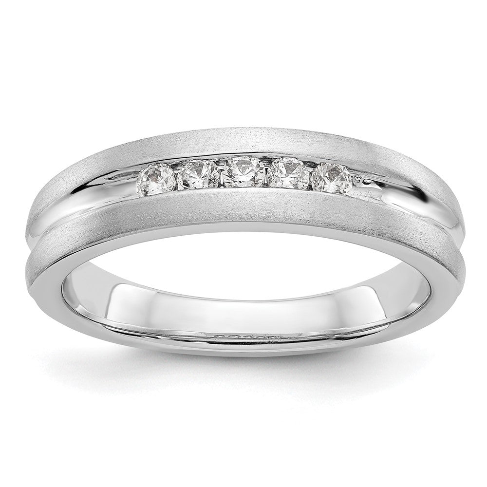 14K White Gold 5-Stone 1/4 carat Diamond Complete Men's Channel Band, 0.25 ct, Size 10, 6.58 g - ID5S9RM3480B-025-WAA8L7