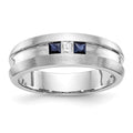 14k White Gold 1/10 carat Diamond and Sapphire Complete Men's Channel Band, 0.33 ct, 5.91 g - ID5S9RM3499B-SA-010-WAA8L7
