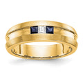 14k Yellow Gold Diamond w/Sapphire Men's Band, 0.3 ct, Size 10