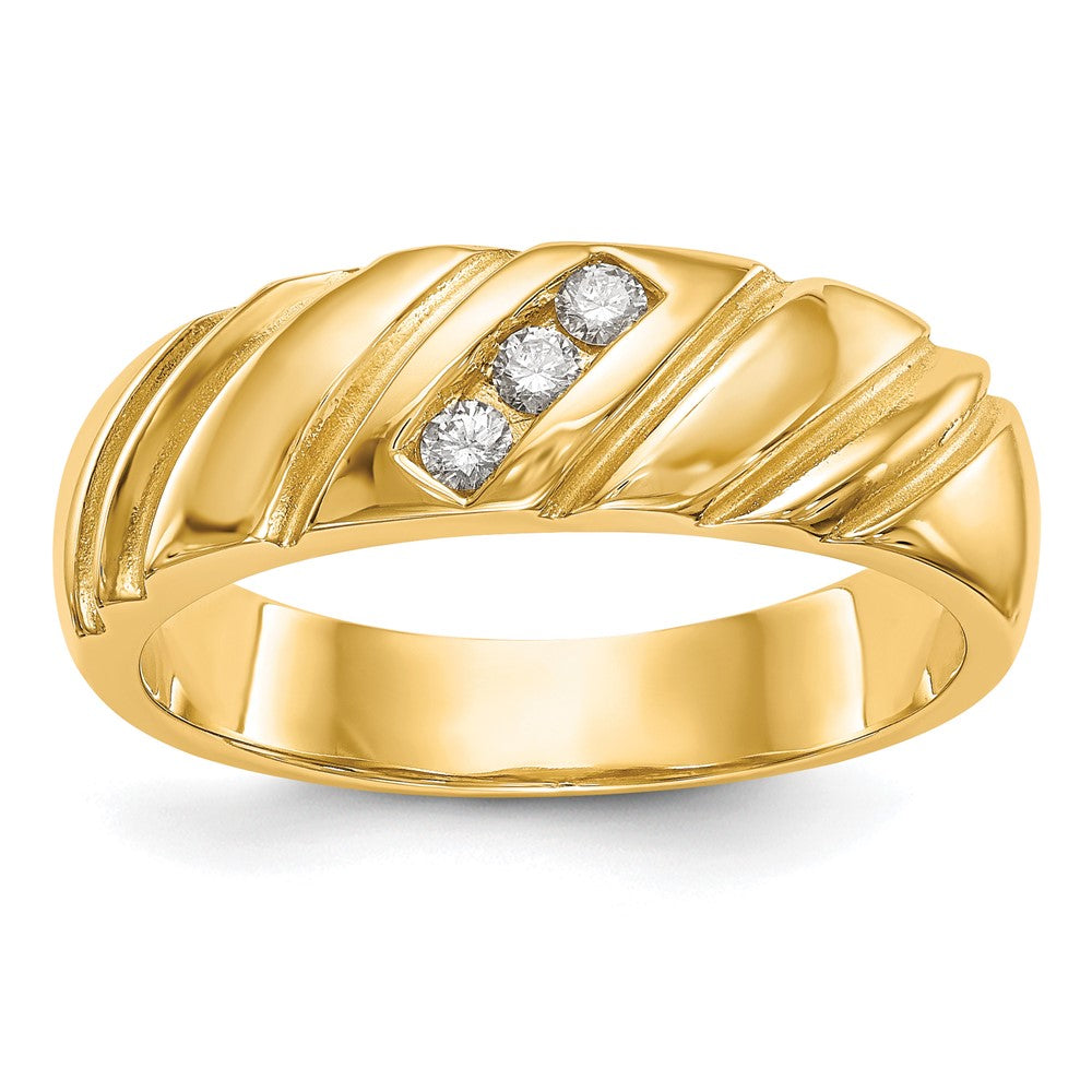 14K 3-Stone 1/8 carat Diamond Complete Men's Band, 0.12 ct, Size 10, 4.82 g - ID5S9RM3501B-012-YAA8L7
