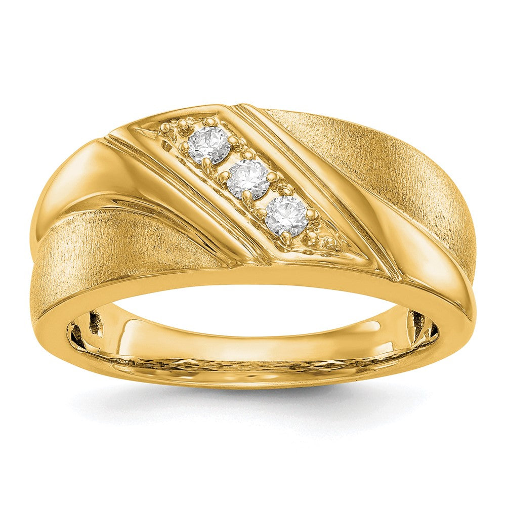 14K Yellow Gold Diamond Men's Band, 0.15 ct, Size 10