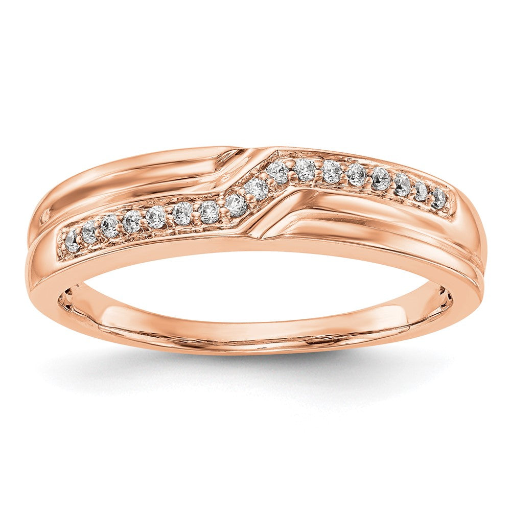 14K Rose Gold Diamond Men's Band, 0.102 ct, Size 10