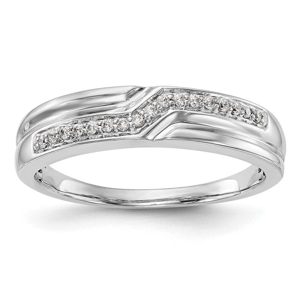 14K White Gold 1/10 carat Diamond Complete Men's Band, 0.102 ct