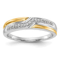 14K White Gold w/ yellow gold accents Diamond Men's Band, 0.102 ct, Size 10