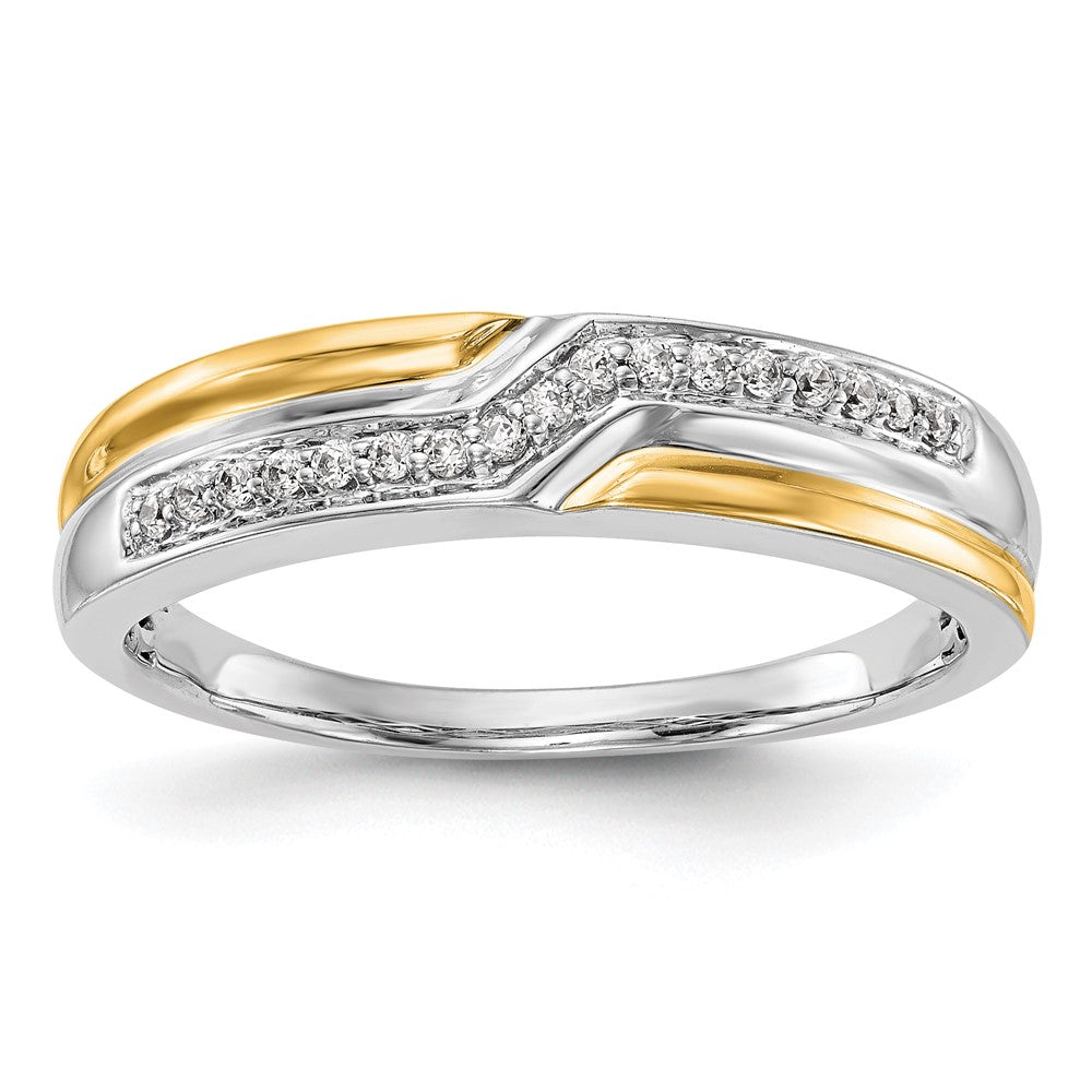 14K White Gold w/ yellow gold accents Diamond Men's Band, 0.102 ct, Size 10