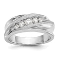 True Origin 14K White Gold Men's 1/2 carat Lab Grown Diamond VS/SI  D E F  Brushed and Polished Band, 0.476 ct, Size 10
