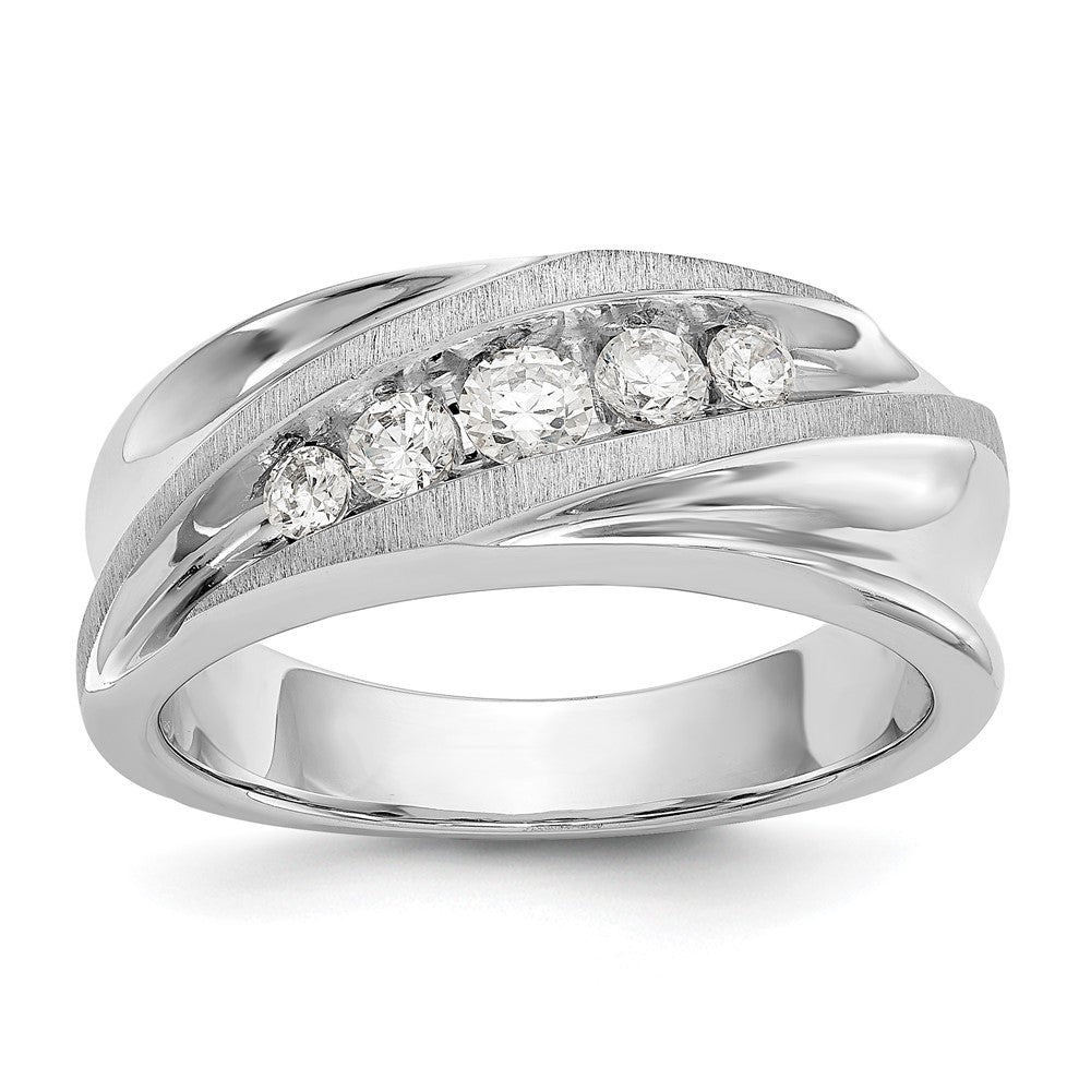True Origin 14K White Gold Men's 1/2 carat Lab Grown Diamond VS/SI  D E F  Brushed and Polished Band, 0.476 ct, Size 10