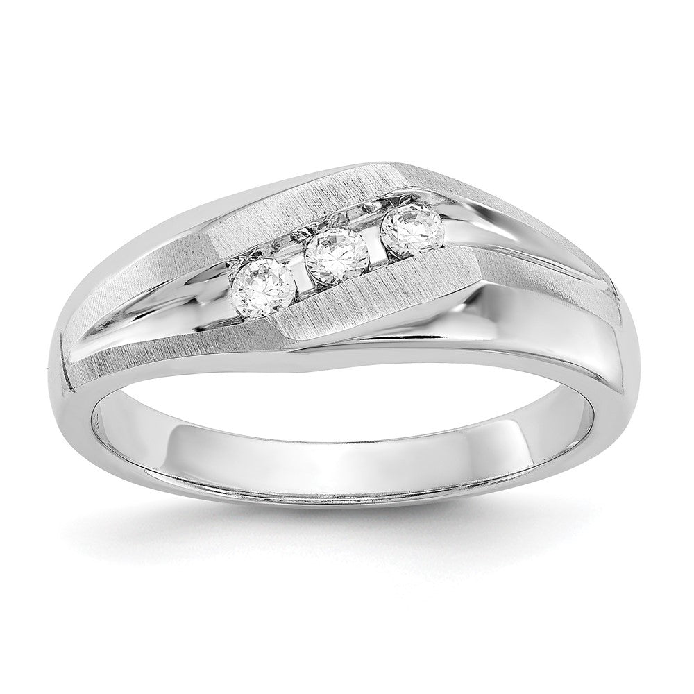 True Origin 14K White Gold Men's 1/5 carat Lab Grown Diamond VS+ F+ Complete Brushed and Polished Band, 0.21 ct, Size 10