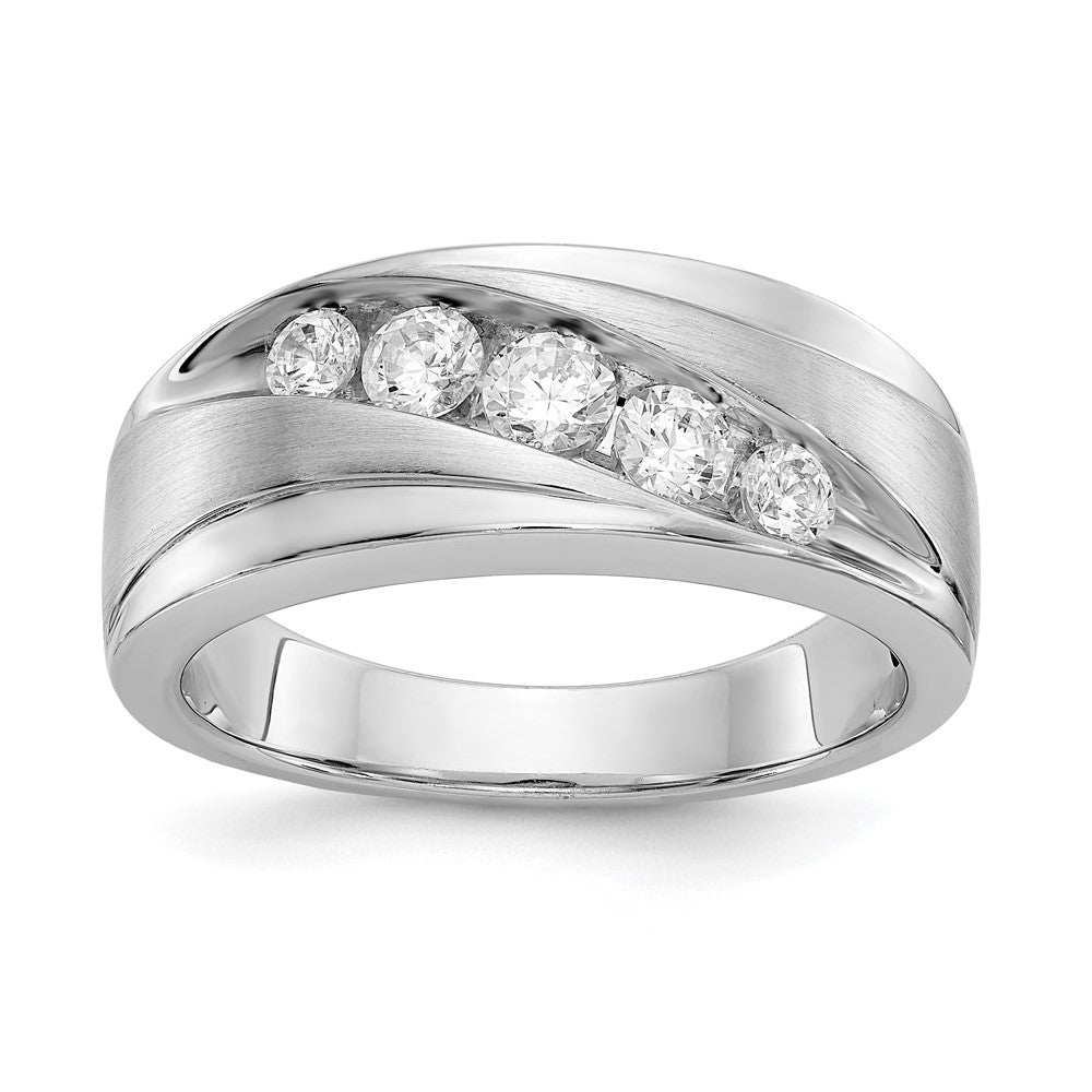 True Origin 14K White Gold Men's 1/2 carat Lab Grown Diamond VS/SI  D E F  Brushed and Polished Band, 0.498 ct, Size 10