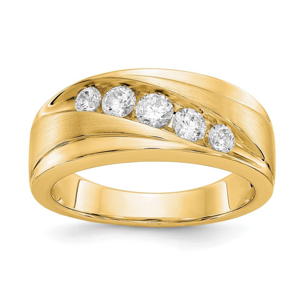 True Origin 14K Men's 1/2 carat Lab Grown Diamond VS/SI  D E F  Brushed and Polished Band, 0.498 ct, Size 10
