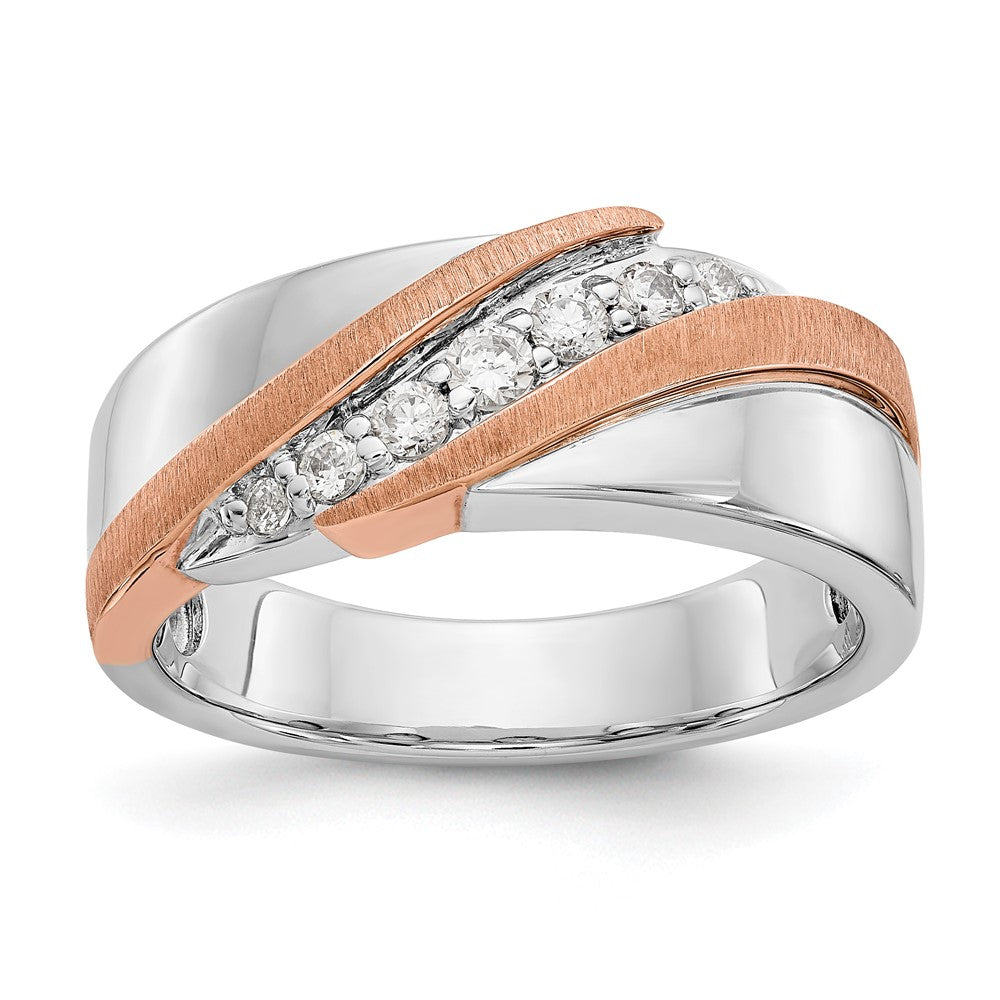 True Origin 14K Two-tone Men's 1/3 carat Lab Grown Diamond VS/SI  D E F  Brushed and Polished Band, 0.325 ct, Size 10