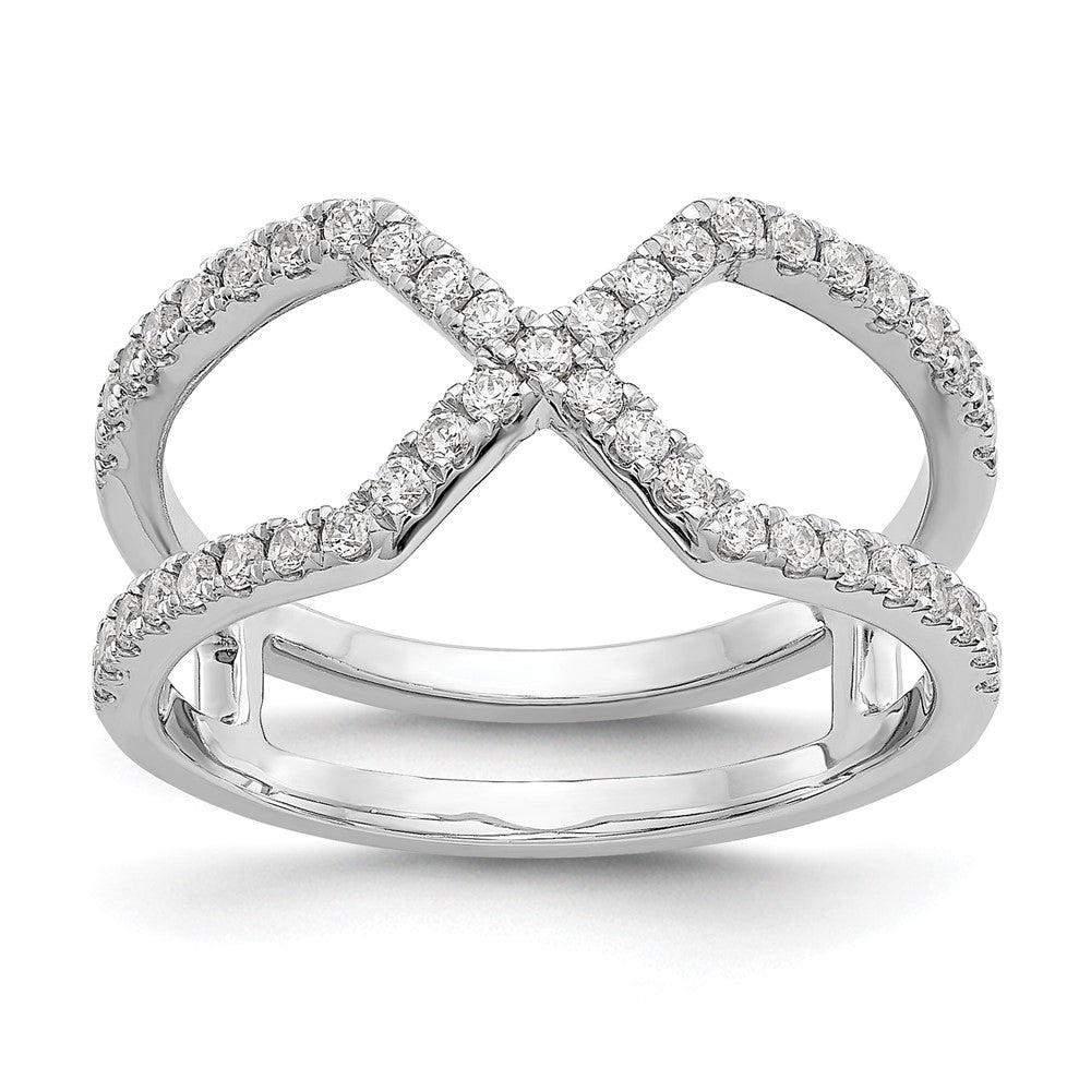 True Origin 14K White Gold 1/2 carat Lab Grown Diamond VS+ F+ Complete Geometric Ring, 0.45 ct, Size 7