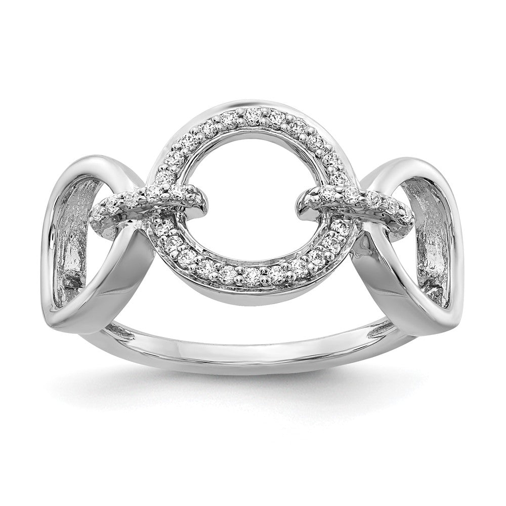14k White Gold 1/6 carat Diamond Fancy Circles Ring, 0.15 ct, Size 7