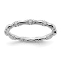 14k White Gold 3mm 1/5 carat Diamond Fancy Bamboo Band, 0.187 ct, Size 7