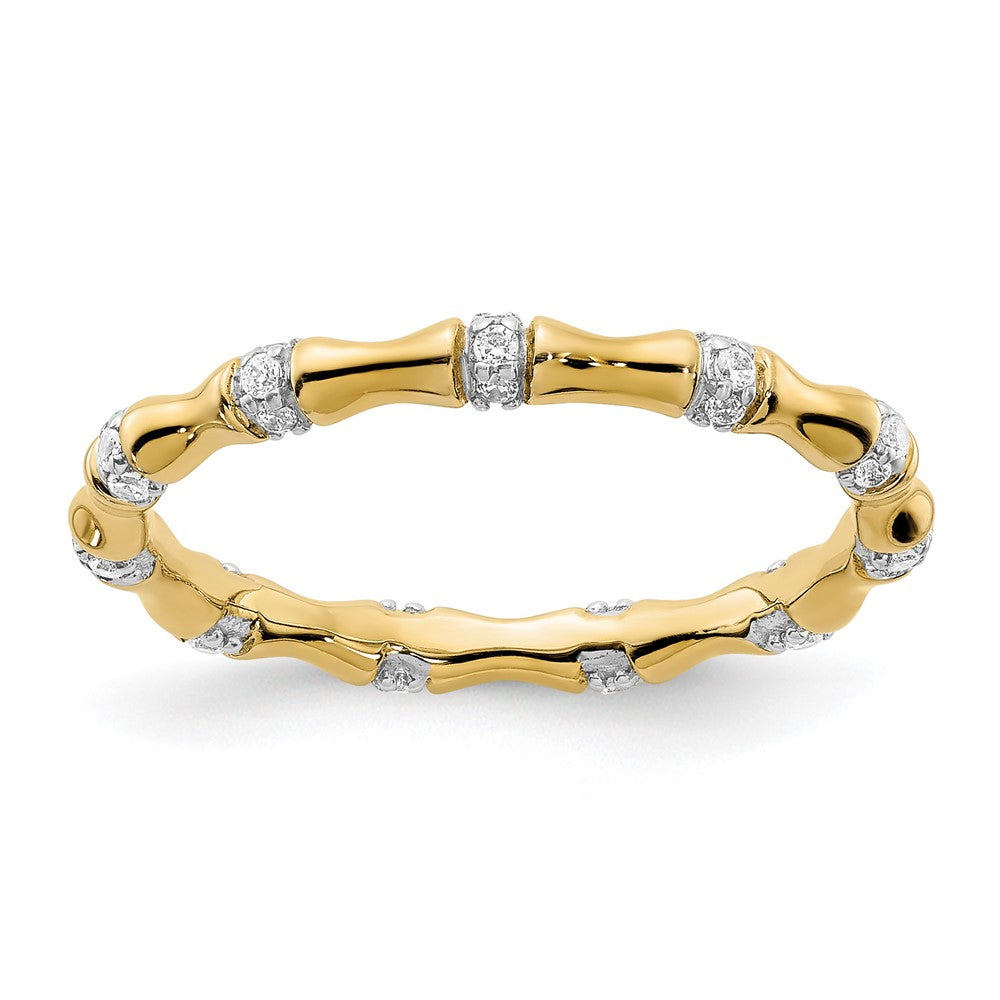 14k 3mm 1/5 carat Diamond Fancy Bamboo Band, 0.187 ct, Size 7