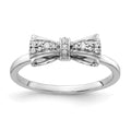 14k White Gold 1/15 carat Diamond Bow Ring, 0.084 ct, Size 7