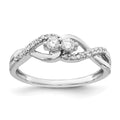 14k White Gold 2-Stone 1/4 carat Diamond Fancy Ring, 0.25 ct, Size 7