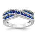 14k White Gold Blue Sapphire and 1/3 carat Diamond Fancy Ring, 1.608 ct, Size 7