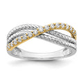 14k Two-tone 1/4 carat Diamond Fancy 3-Strand Ring, 0.249 ct, Size 7, 2.25 mm