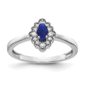 14k White Gold 1/10 carat Diamond and 5x3mm Oval Cabochon Blue Sapphire Halo Ring, 0.446 ct, Size 7
