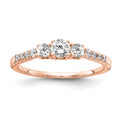 14kr TRUE ORIGIN Lab Grown Diamond VS+ F+ 1/2 ctw 3 Stone Plus Band, 0.496 ct, Size 7
