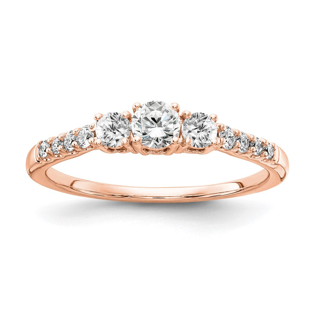 14kr TRUE ORIGIN Lab Grown Diamond VS+ F+ 1/2 ctw 3 Stone Plus Band, 0.496 ct, Size 7