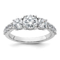 14kw Lab Grown Diamond VS+ F+ 2 ctw 3 Stone Plus Semi, 1.22 ct, Size 7