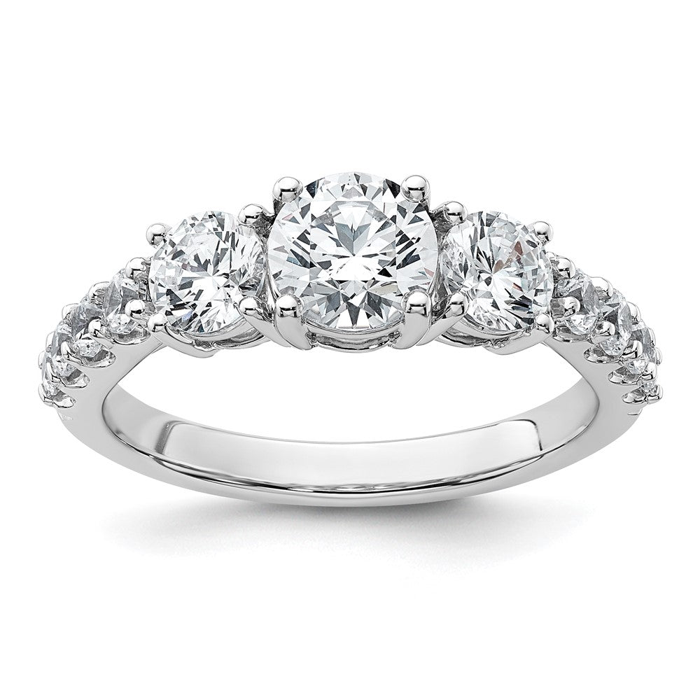 14kw Lab Grown Diamond VS+ F+ 2 ctw 3 Stone Plus Semi, 1.22 ct, Size 7