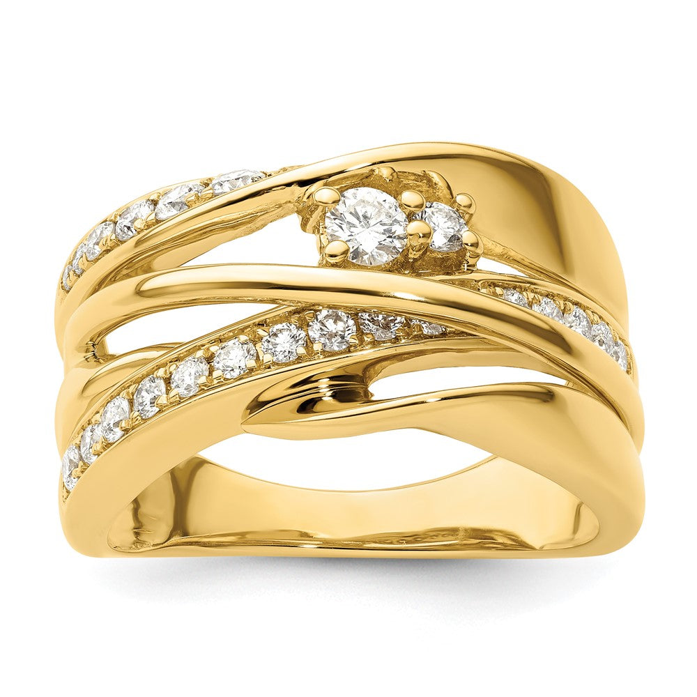 14k 5/8 carat Diamond Fancy Woven Ring, 0.628 ct, Size 7