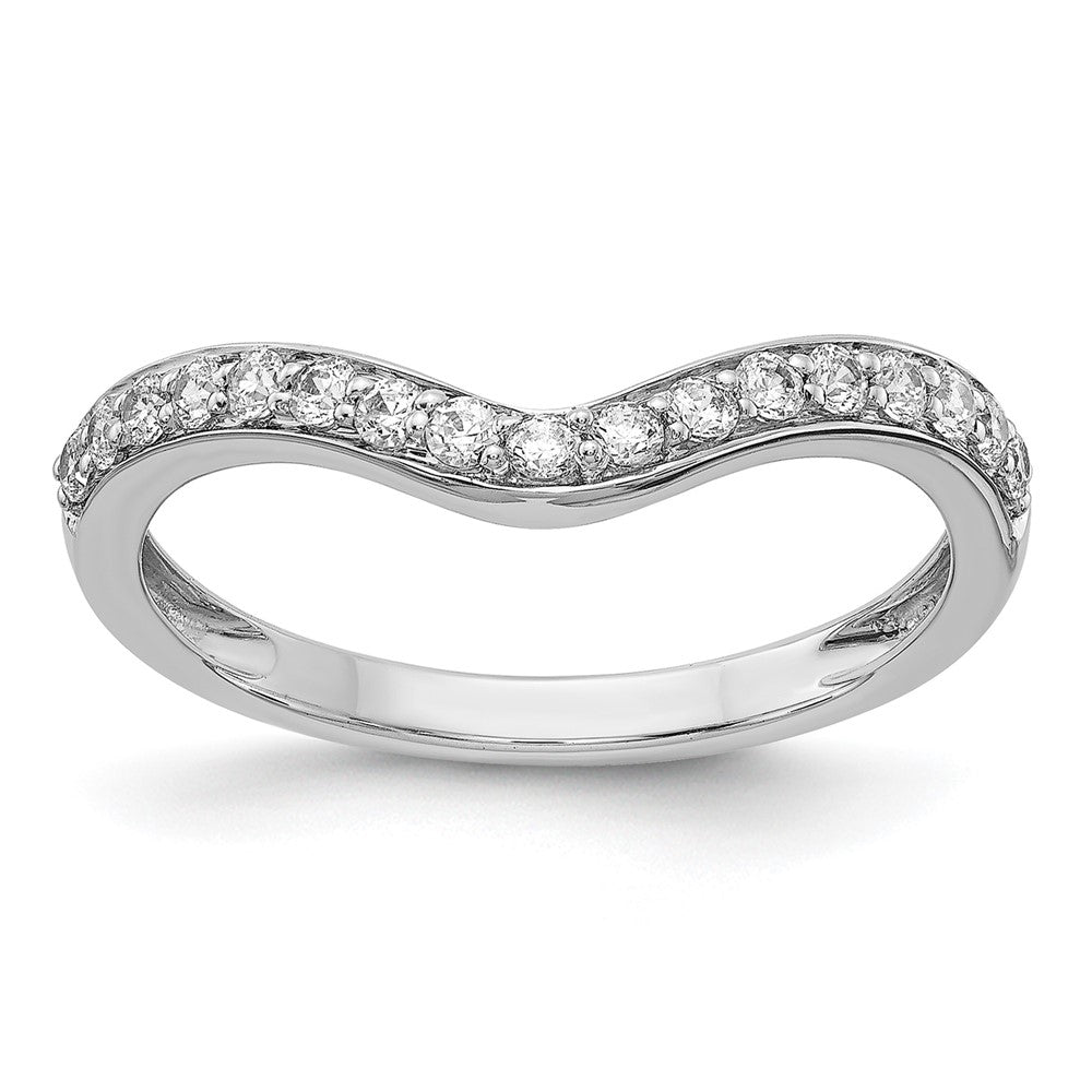 14k White Gold 3mm 1/3 carat Diamond Curved Ring Guard, 0.34 ct, Size 7