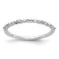 14k White Gold 2mm 1/6 carat Round and Baguette Diamond Fancy Band, 0.155 ct, Size 7, 2 mm