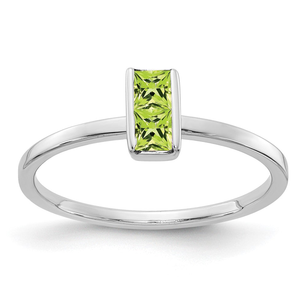 14k White Gold Two-3mm Princess-cut Peridot Ring, 0.24 ct, Size 7