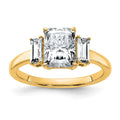 14k 2 1/5ct. Three Stone D E F Pure Light Moissanite Engagement Ring, 1.99 ct, Size 7, 2.4 mm